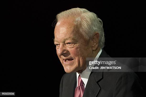 "Face the Nation" anchor Bob Schieffer speaks during a memorial service for CBS newsman Walter Cronkite at the Lincoln Center in New York on...
