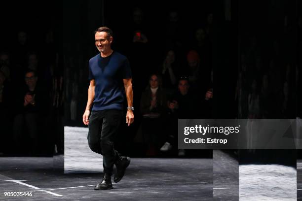 Designer Neil Barret at Neil Barrett show during Milan Men's Fashion Week Fall/Winter 2018/19 on January 13, 2018 in Milan, Italy.