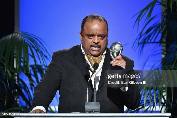 Roland Martin accepts award Outstanding Host Talk or News/Information at the 49th NAACP Image Awards Non-Televised Awards Dinner at the Pasadena...