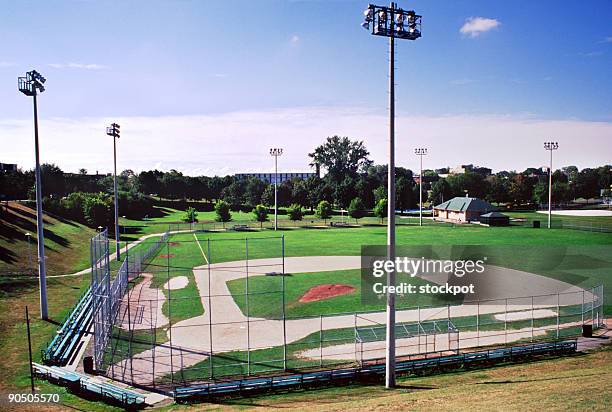 baseball diamond - baseball cage stock pictures, royalty-free photos & images