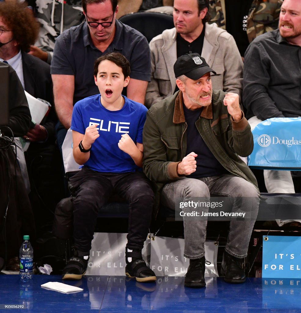 Celebrities Attend The New York Knicks Vs New Orleans Pelicans Game