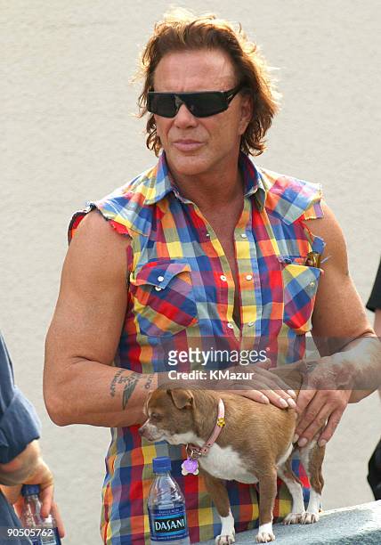 Mickey Rourke and dog