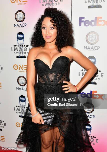 Tamera Mowry-Housley at the 49th NAACP Image Awards Non-Televised Awards Dinner at the Pasadena Conference Center on January 14, 2018 in Pasadena,...