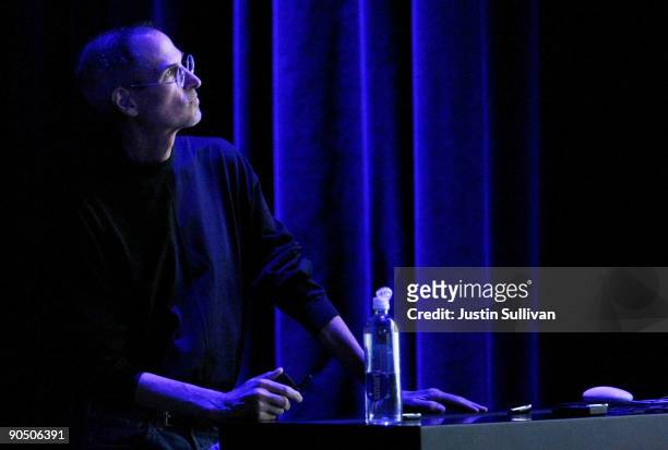 Apple CEO Steve Jobs looks on during a special event September 9, 2009 in San Francisco, California.Jobs announced a new version of iTunes, new...