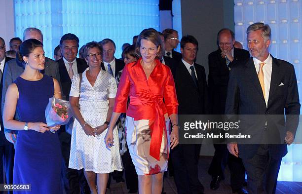Princess Victoria of Sweden, Princess Mathilde of Belgium and Prince Philippe of Belgium visit the exhibition "This Is Our Earth Two - From Kyoto To...