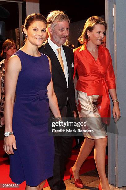 Princess Victoria of Sweden, Prince Philippe of Belgium and Princess Mathilde of Belgium visit the exhibition "This Is Our Earth Two - From Kyoto To...