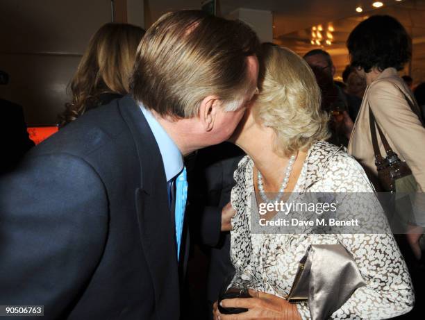 Andrew Parker Bowles and Camilla, Duchess of Cornwall attend the launch of Tom Parker Bowles' new book 'Full English', at Selfridges on September 9,...