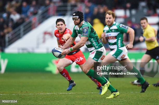 Ian McKinley of Trevise during the Champions Cup match between Toulon and Trevise at Felix Mayol Stadium on January 14, 2018 in Toulon, France.