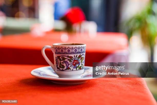 turkish coffee on the table in the restaurant - coffee table front view stock pictures, royalty-free photos & images