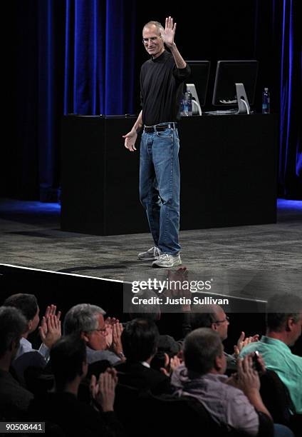 Apple CEO Steve Jobs waves to the audience during a special event September 9, 2009 in San Francisco, California.Jobs announced a new version of...