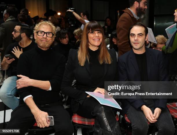 Spanish designers ManeMane andi Ionm Fiz attend the Mercedes-Benz Fashion Week Madrid 67th Edition press conference at the Only You Hotel on January...