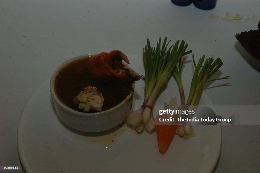 Nandu Rasam (Crab Soup) at Coastline Restaurant in Chennai, Tamil Nadu, India