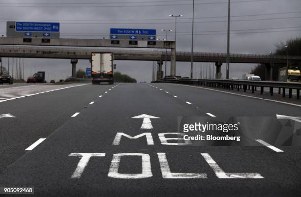 Truck driver moves along a section of the M6 motorway toll road near Cannock, U.K., on Friday, April 27, 2012. Carillion Plc, a U.K. Government...