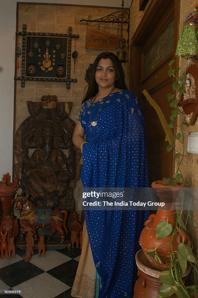 Khushboo, actress at her residence in Chennai, Tamil Nadu, India