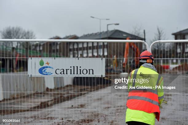 Carillion sign at Midland Metropolitan Hospital in Smethwick where construction work is being carried out by the firm, as the Government said all...