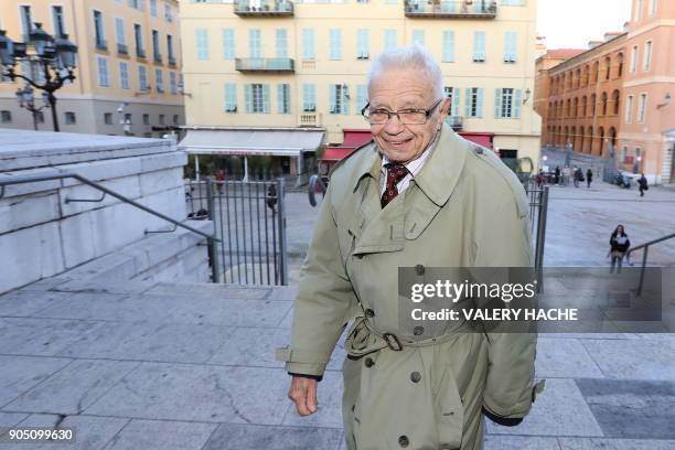 One of the victims, Robert Vaux, arrives at the courthouse in Nice, southeastern France, to attend the trial of Patricia Dagorn, a woman suspected of...