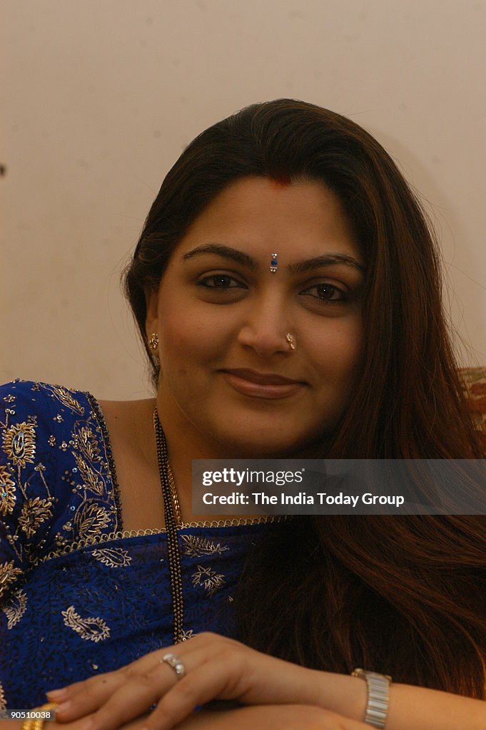 Khushboo, actress at her residence in Chennai, Tamil Nadu, India