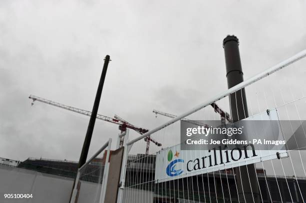 Carillion sign at Midland Metropolitan Hospital in Smethwick where construction work is being carried out by the firm, as the Government said all...