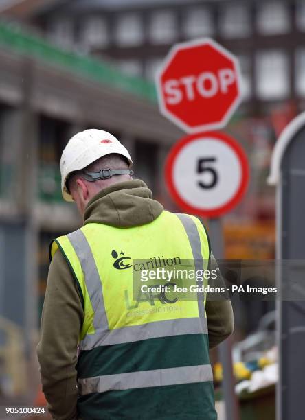 Carillion worker at Midland Metropolitan Hospital in Smethwick where construction work is being carried out by the firm, as the Government said all...