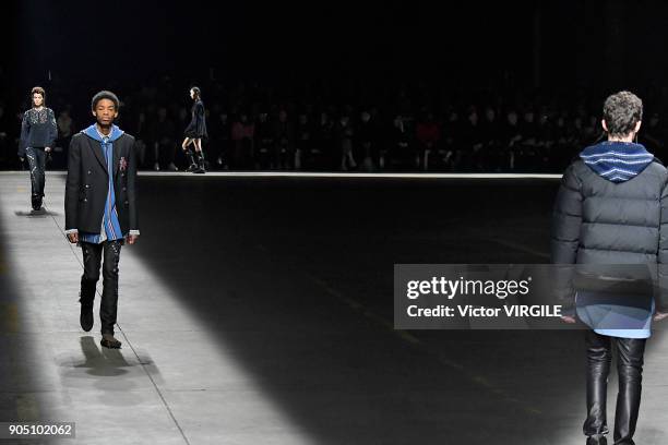 Model walks the runway at the Diesel Black Gold show during Milan Men's Fashion Week Fall/Winter 2018/19 on January 13, 2018 in Milan, Italy.