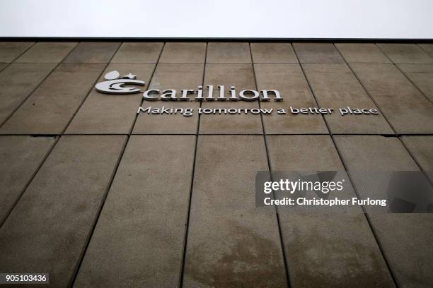 Company signage is seen outside the headquarters of construction company Carillion on January 15, 2018 in Wolverhampton, England. The company has...