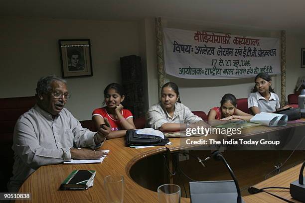 Children of Bal Bhavan with Mr. Dharam Prakash at ITO, New Delhi. They are participating in the annual summer filmmaking workshop organized by by Bal...