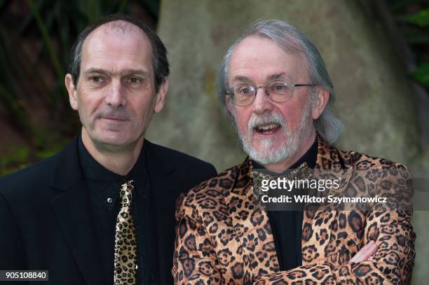 Aardman co-founders David Sproxton and Peter Lord arrive for the world film premiere of "Early Man" at the BFI Imax cinema in the South Bank district...