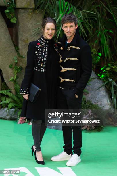 Eddie Redmayne and Hannah Bagshawe arrive for the world film premiere of "Early Man" at the BFI Imax cinema in the South Bank district of London....