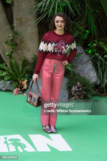 Maisie Williams arrives for the world film premiere of "Early Man" at the BFI Imax cinema in the South Bank district of London. January 14, 2018 in...