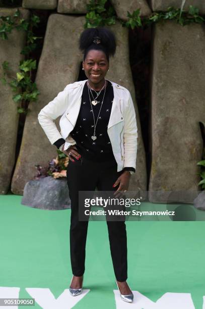 Floella Benjamin arrives for the world film premiere of "Early Man" at the BFI Imax cinema in the South Bank district of London. January 14, 2018 in...