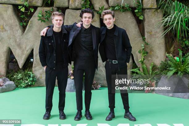 New Hope Club arrive for the world film premiere of "Early Man" at the BFI Imax cinema in the South Bank district of London. January 14, 2018 in...