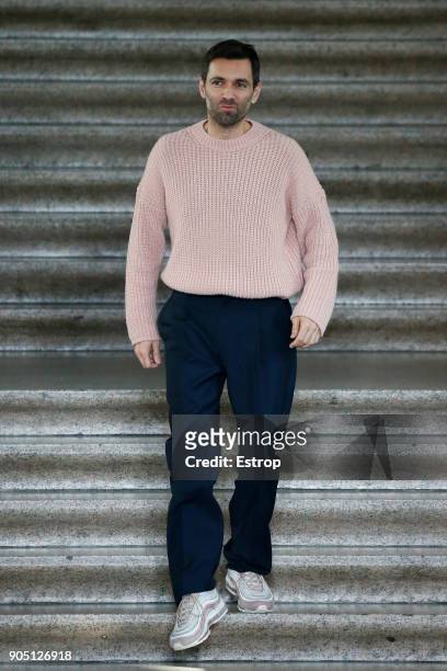Designer Massimo Giorgetti at the MSGM show during Milan Men's Fashion Week Fall/Winter 2018/19 on January 14, 2018 in Milan, Italy.