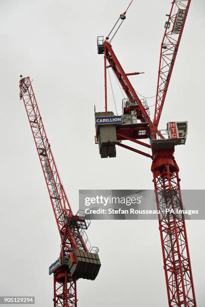 Carillion cranes in central London, as the Government said all Carillion staff should still come to work and &quot;those already receiving their...