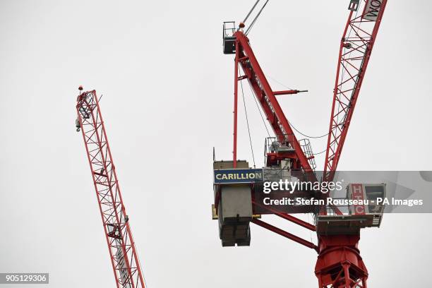 Carillion cranes in central London, as the Government said all Carillion staff should still come to work and &quot;those already receiving their...