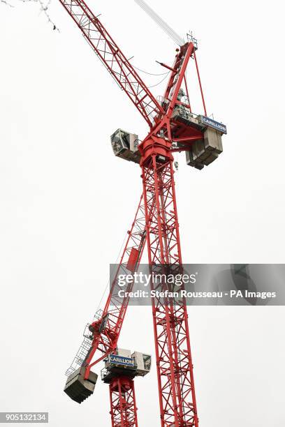 Carillion cranes in central London, as the Government said all Carillion staff should still come to work and &quot;those already receiving their...