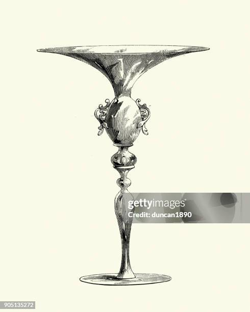 venetian glass tazza - murano glass stock illustrations
