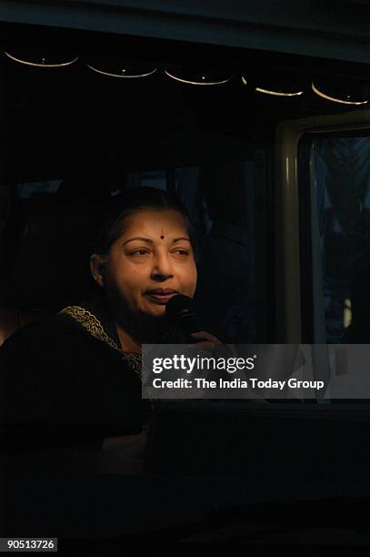 Jayalalithaa, Chief Minister of Tamil Nadu Campaigning in Cuddalore area during assembly election, Tamil Nadu, India