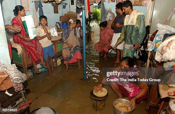 Dilip Bhise's, residents of Kurla west, ground floor was submurged for last 24 hours due to heavy down pour , Mumbai, Maharashtra, India