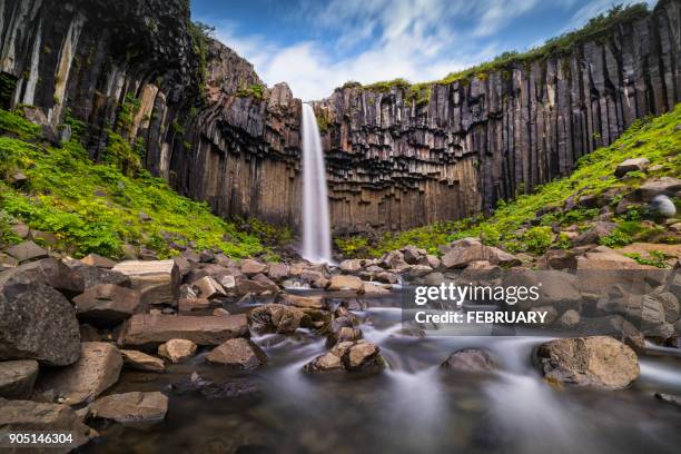 svartifoss waterfall - skaftafell-nationalpark stock-fotos und bilder