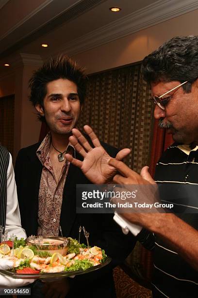 Former Indian cricket captain , Kapil Dev and Pakistani singer Adeel at Crowne Plaza hotel during a press meet of an NGO Khushi , for the musical...