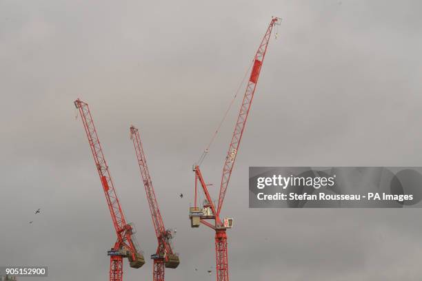 Carillion cranes in central London, as the Government said all Carillion staff should still come to work and &quot;those already receiving their...