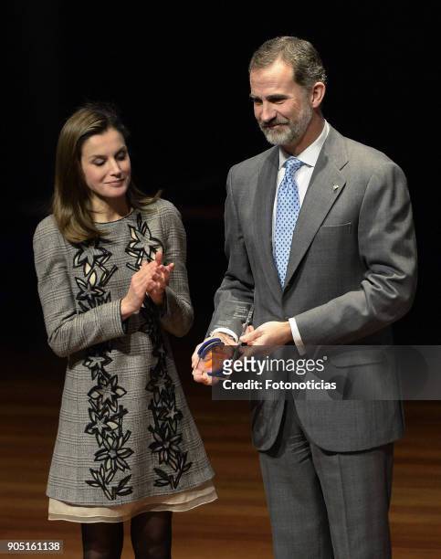 King Felipe of Spain and Queen Letizia of Spain attend Terrorism Victims Foundation Awards at Reina Sofia Museum on January 15, 2018 in Madrid, Spain.