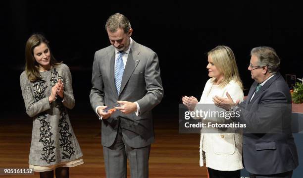 King Felipe of Spain and Queen Letizia of Spain attend Terrorism Victims Foundation Awards at Reina Sofia Museum on January 15, 2018 in Madrid, Spain.