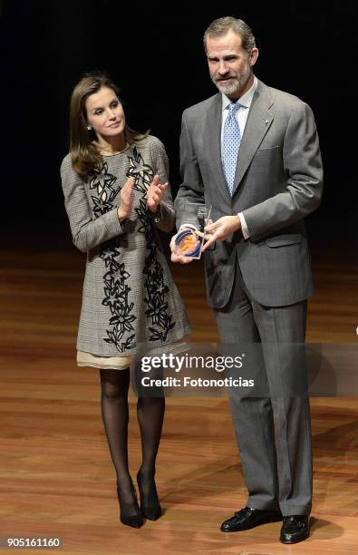 King Felipe of Spain and Queen Letizia of Spain attend Terrorism Victims Foundation Awards at Reina Sofia Museum on January 15, 2018 in Madrid, Spain.