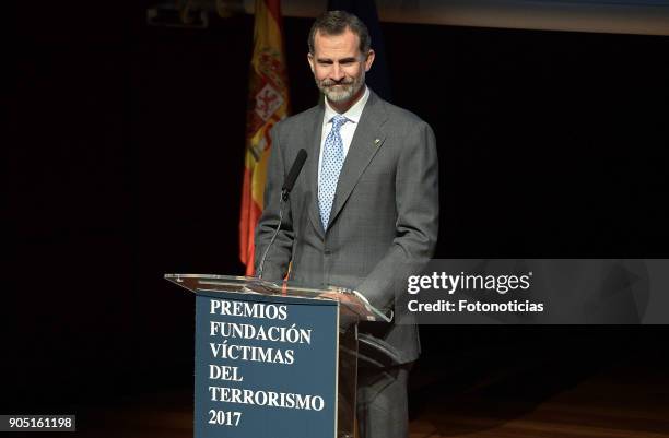 King Felipe of Spain attends Terrorism Victims Foundation Awards at Reina Sofia Museum on January 15, 2018 in Madrid, Spain.