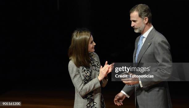 King Felipe of Spain and Queen Letizia of Spain attend Terrorism Victims Foundation Awards at Reina Sofia Museum on January 15, 2018 in Madrid, Spain.