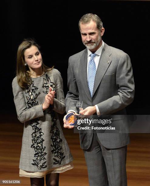 King Felipe of Spain and Queen Letizia of Spain attend Terrorism Victims Foundation Awards at Reina Sofia Museum on January 15, 2018 in Madrid, Spain.