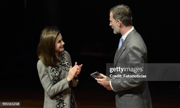 King Felipe of Spain and Queen Letizia of Spain attend Terrorism Victims Foundation Awards at Reina Sofia Museum on January 15, 2018 in Madrid, Spain.