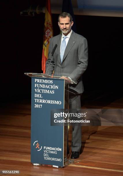 King Felipe of Spain attends Terrorism Victims Foundation Awards at Reina Sofia Museum on January 15, 2018 in Madrid, Spain.