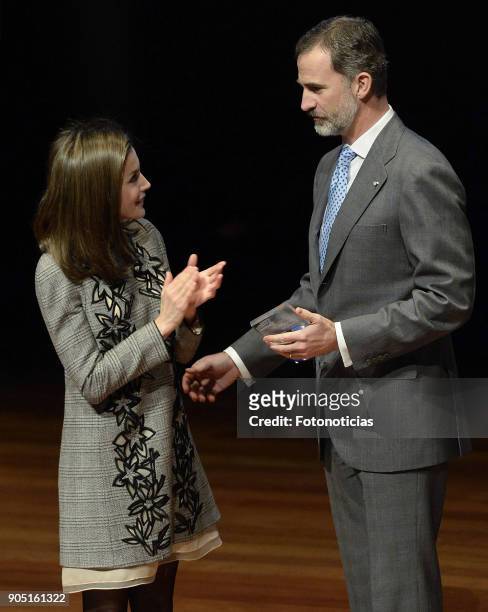 King Felipe of Spain and Queen Letizia of Spain attend Terrorism Victims Foundation Awards at Reina Sofia Museum on January 15, 2018 in Madrid, Spain.